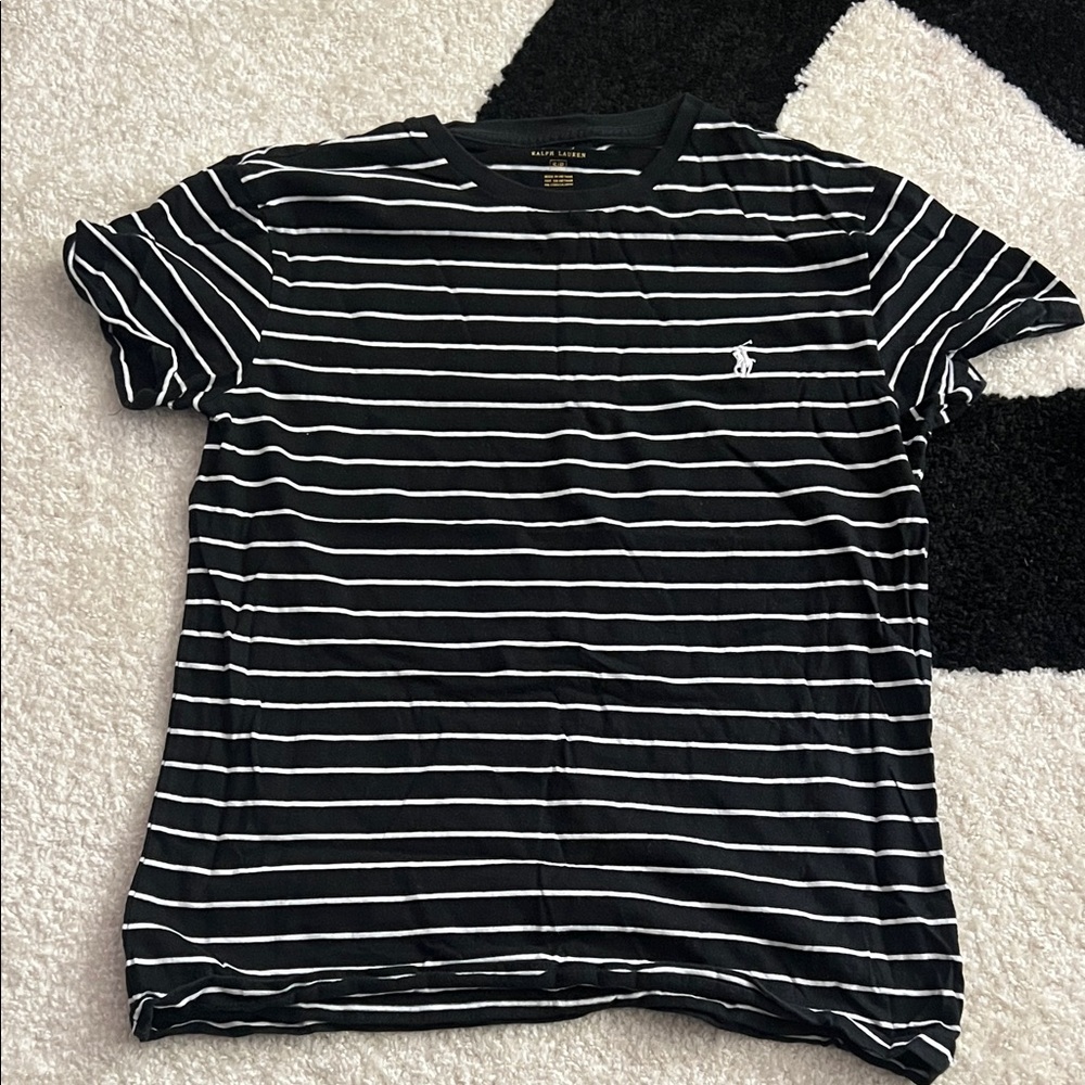 Ralph Lauren Men's Black and White Striped Tee
